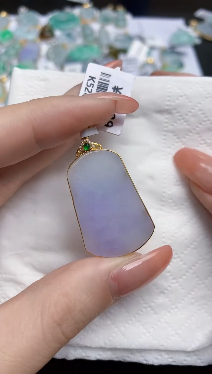 【闪购商品】翡翠颈饰18K金镶嵌天然缅甸翡翠A货