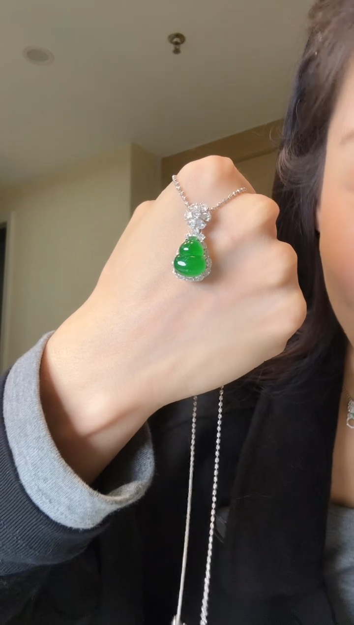 【闪购商品】翡翠吊坠(不含链)银S925镶嵌天然翡翠吊坠1