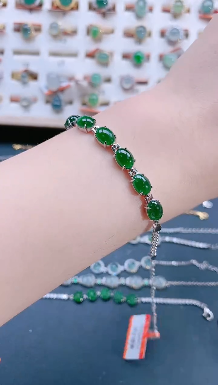 银S925镶嵌手链翡翠天然翡翠