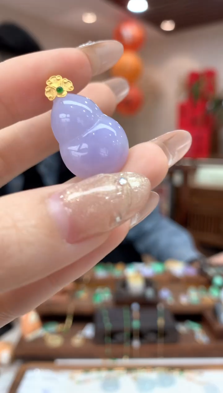 【闪购商品】翡翠吊坠(不含链)18K金镶嵌葫芦