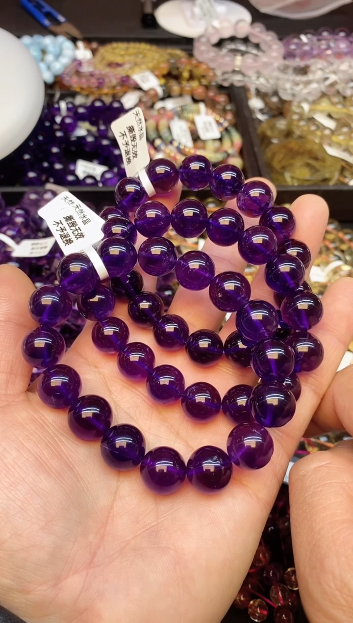 【闪购商品】水晶手链未镶嵌a10 紫水晶13mm 多样性发其一