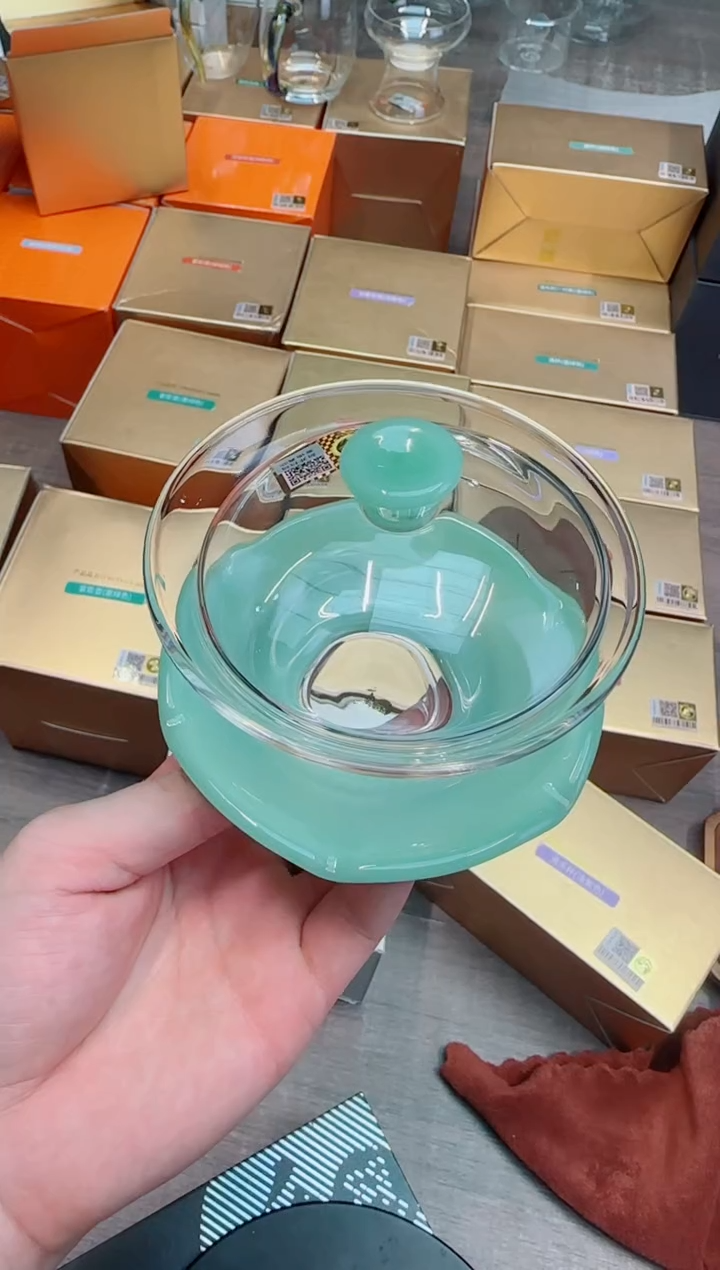 禾器禅语盖碗浅玉色