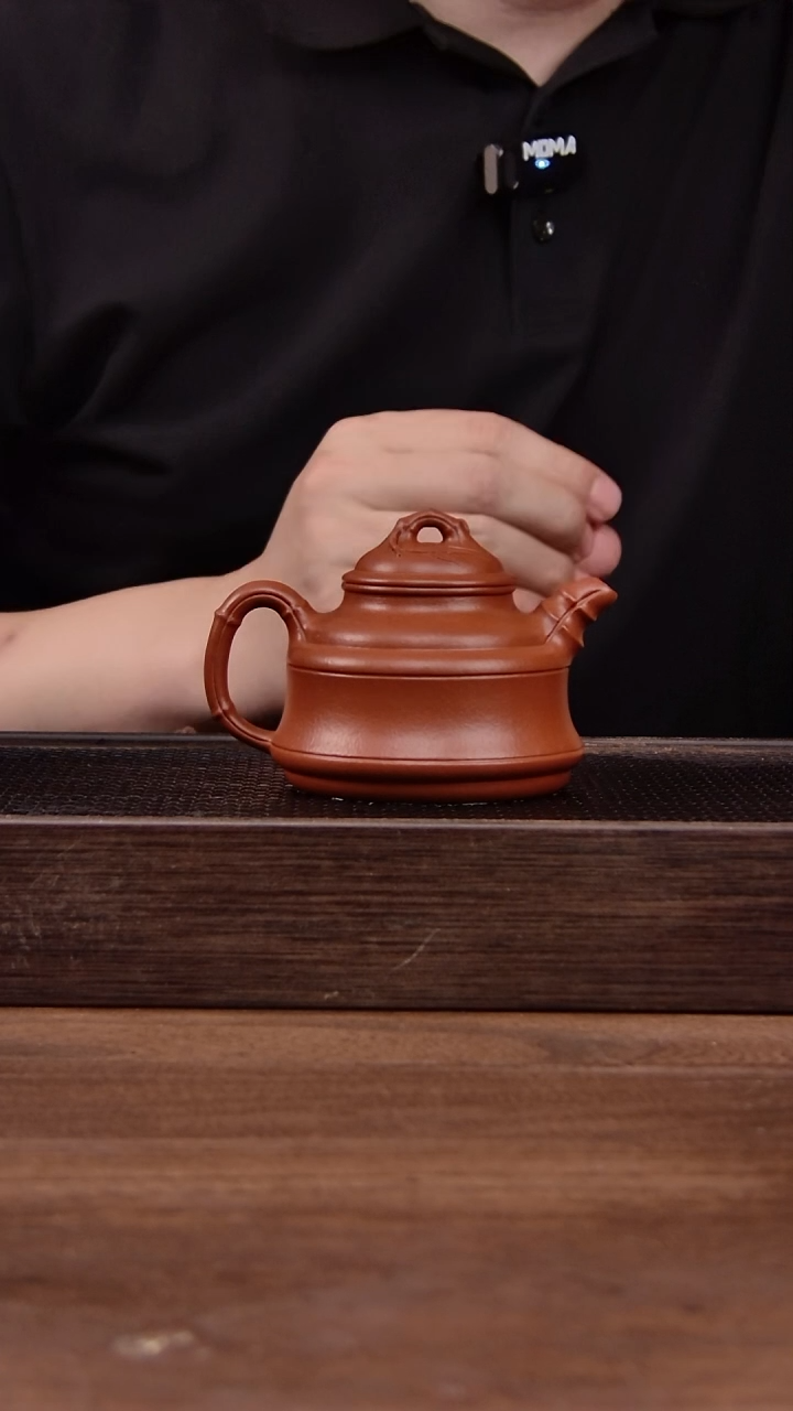 茶壶紫砂朱泥全手竹鼎200cc(01099）
