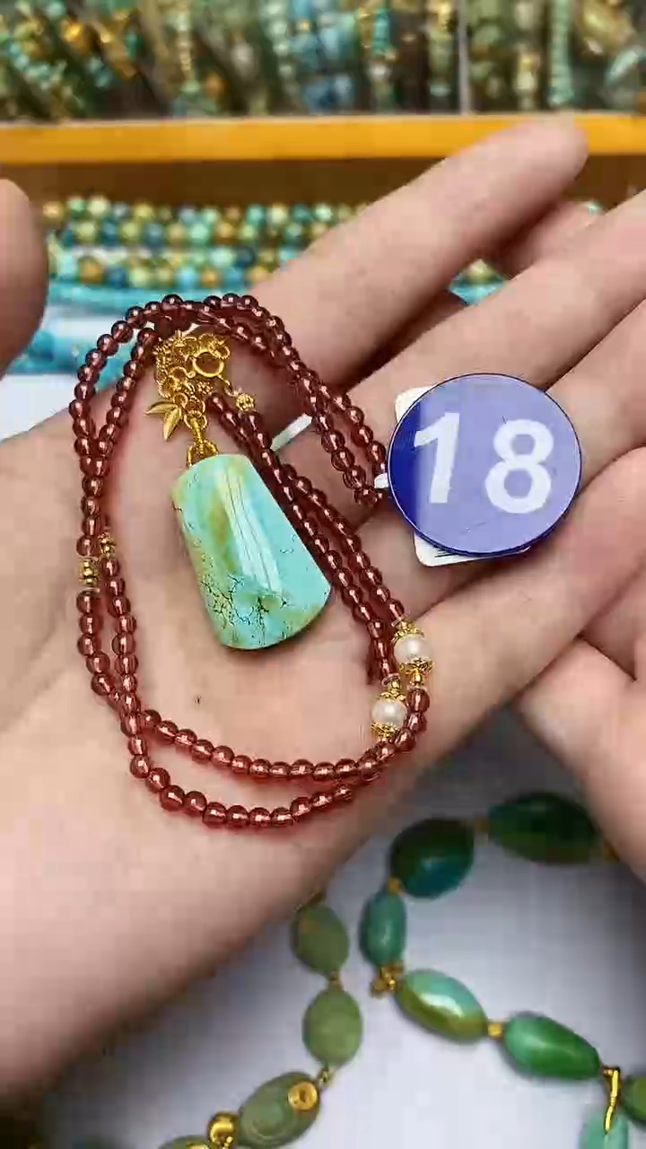 【闪购商品】绿松石项链银S925镶嵌18