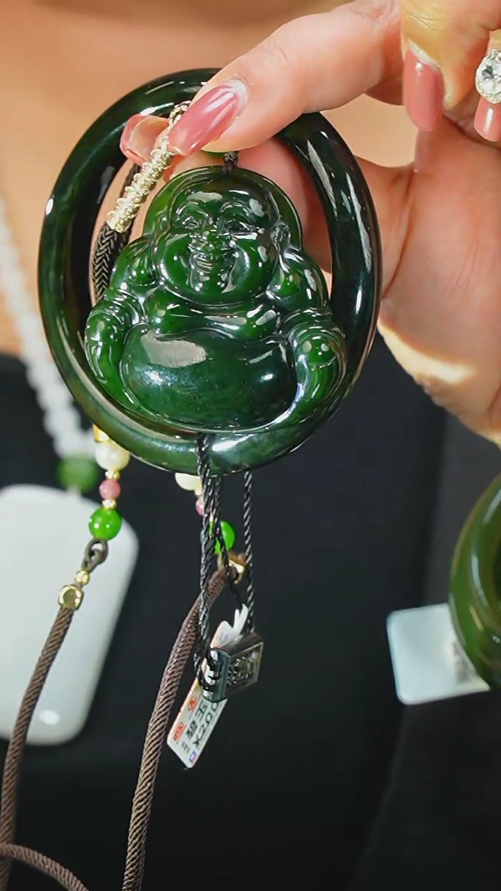 【闪购商品】和田玉57.7未镶嵌手镯+佛公36