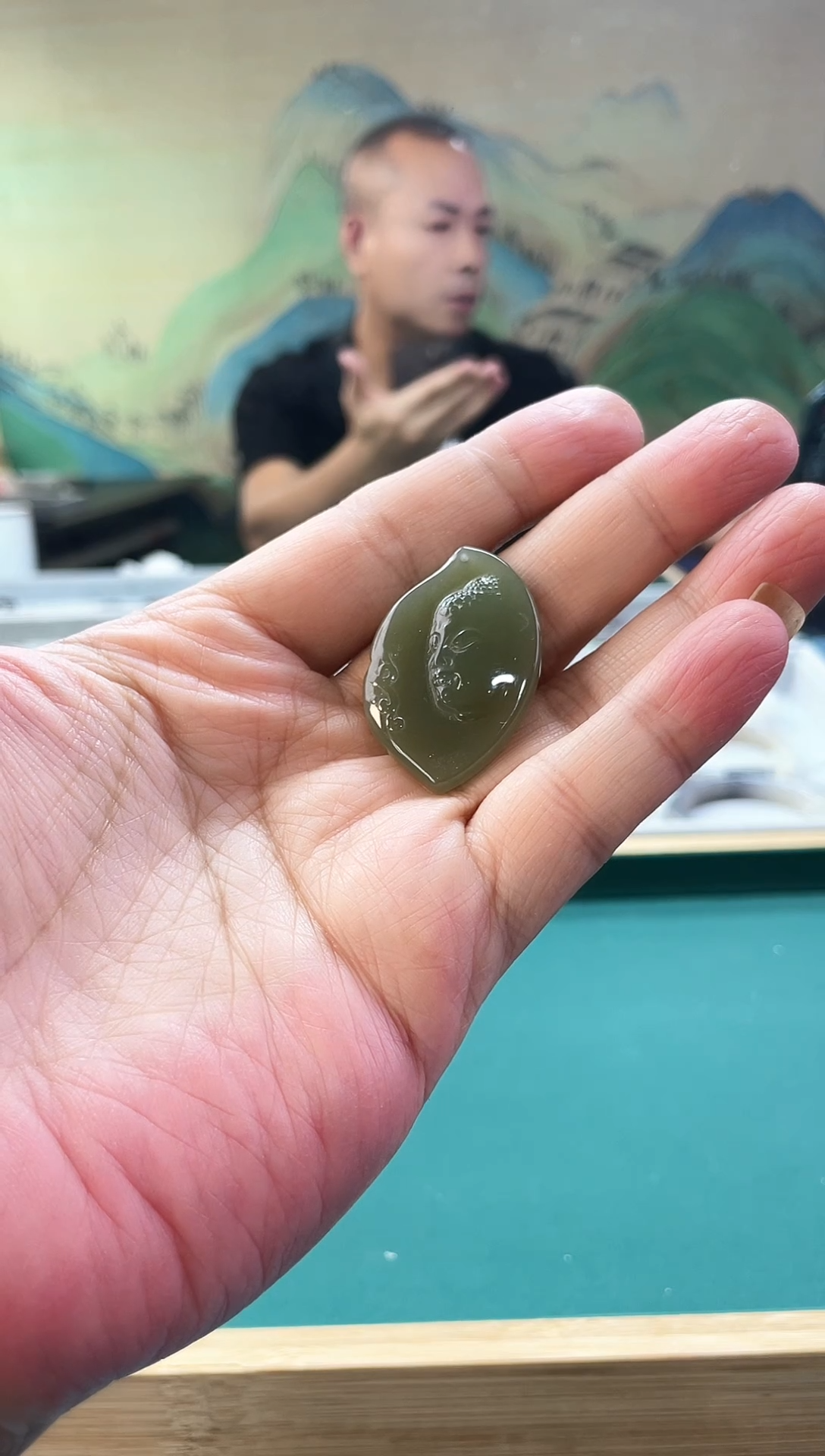 【闪购商品】和田玉（青玉）颈饰未镶嵌2247和田玉花开见佛吊坠