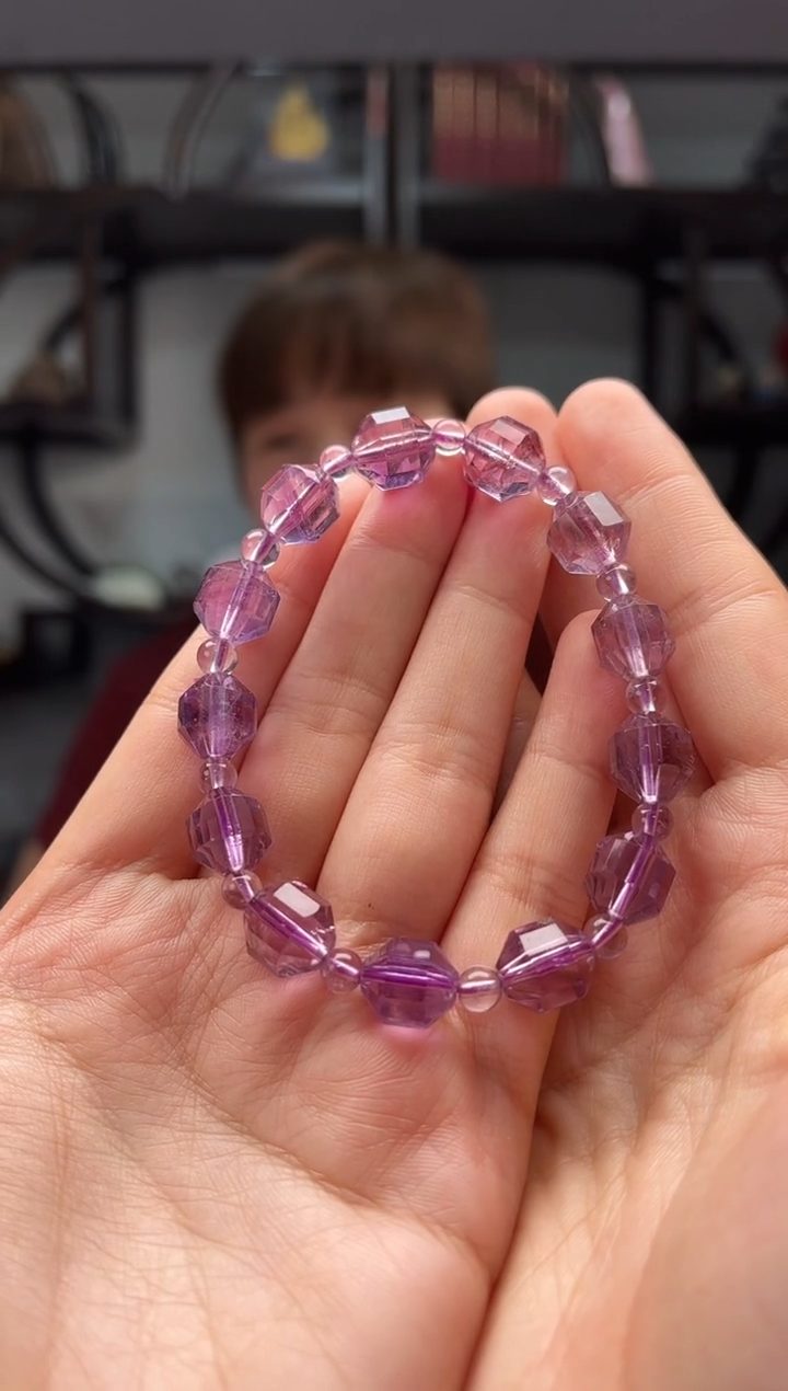 未镶嵌手链紫晶E*a玻利维亚切割面净体手串