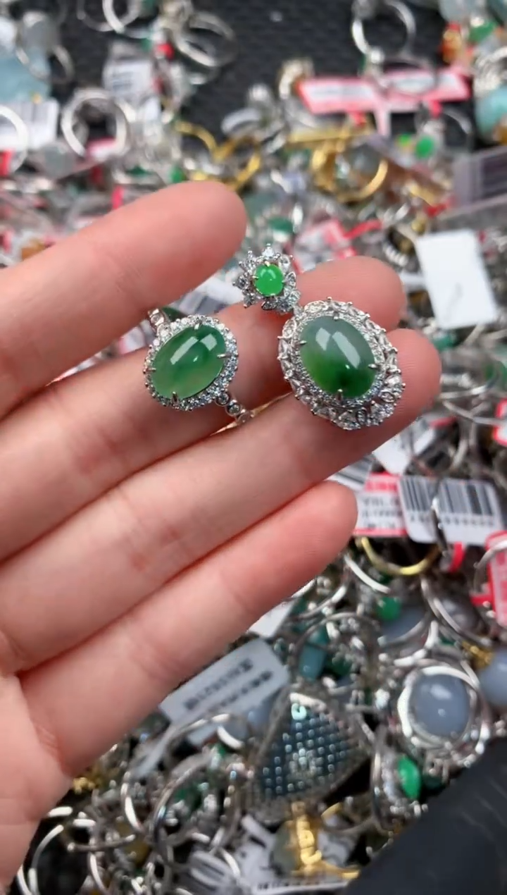 银S925镶嵌戒指翡翠10                  3