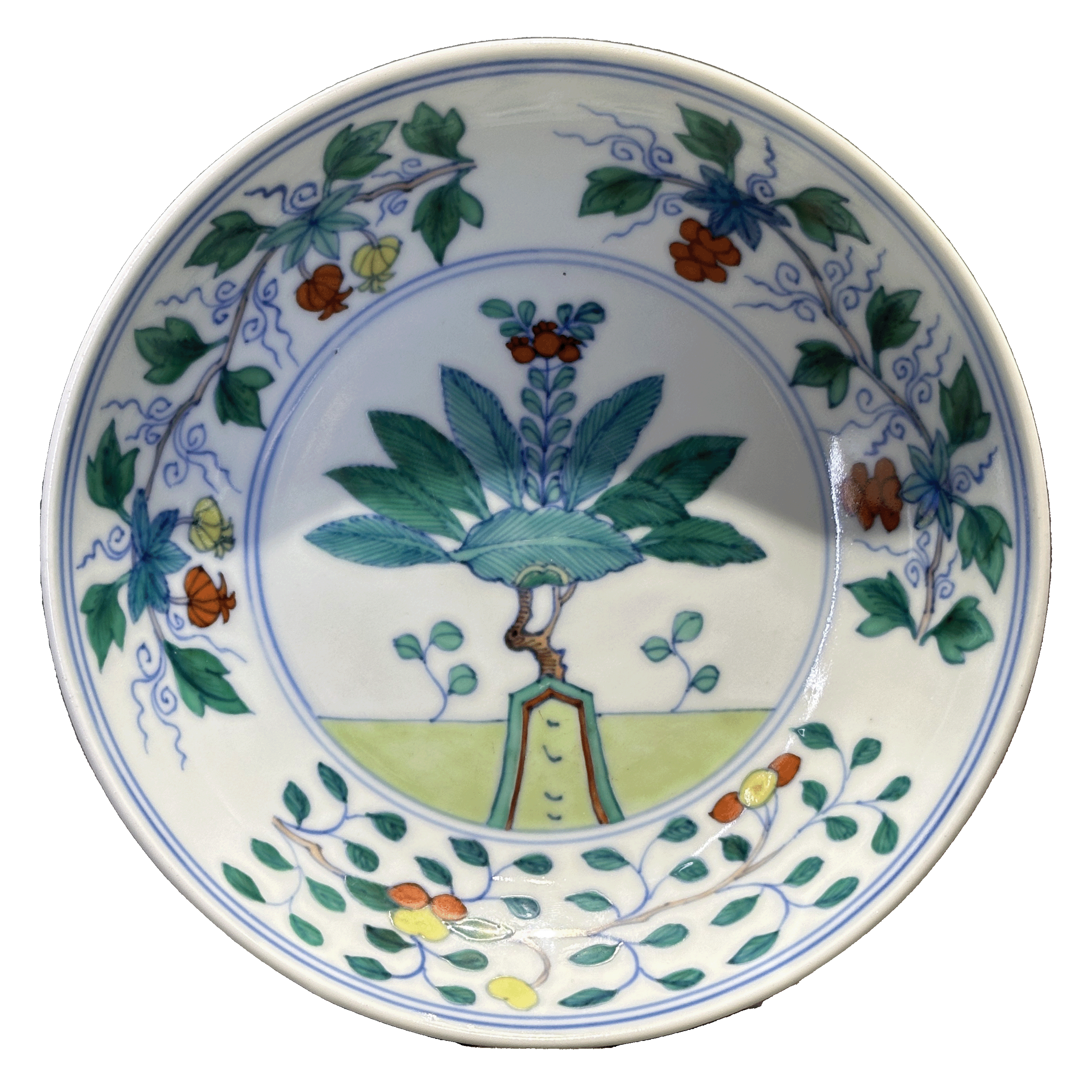 25290369y斗彩花卉纹盘