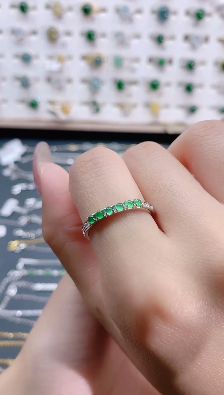 【闪购商品】翡翠银S925镶嵌戒指天然翡翠