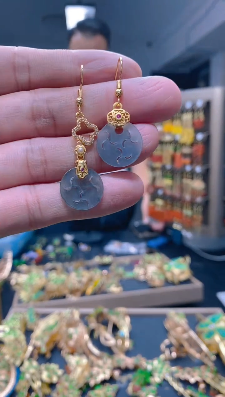 【闪购商品】翡翠耳饰合金0111翡翠耳钩