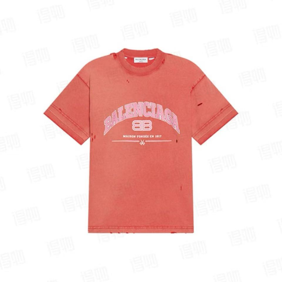 未使用 Balenciaga/巴黎世家 汤/Maison系列 logo红色印花体恤