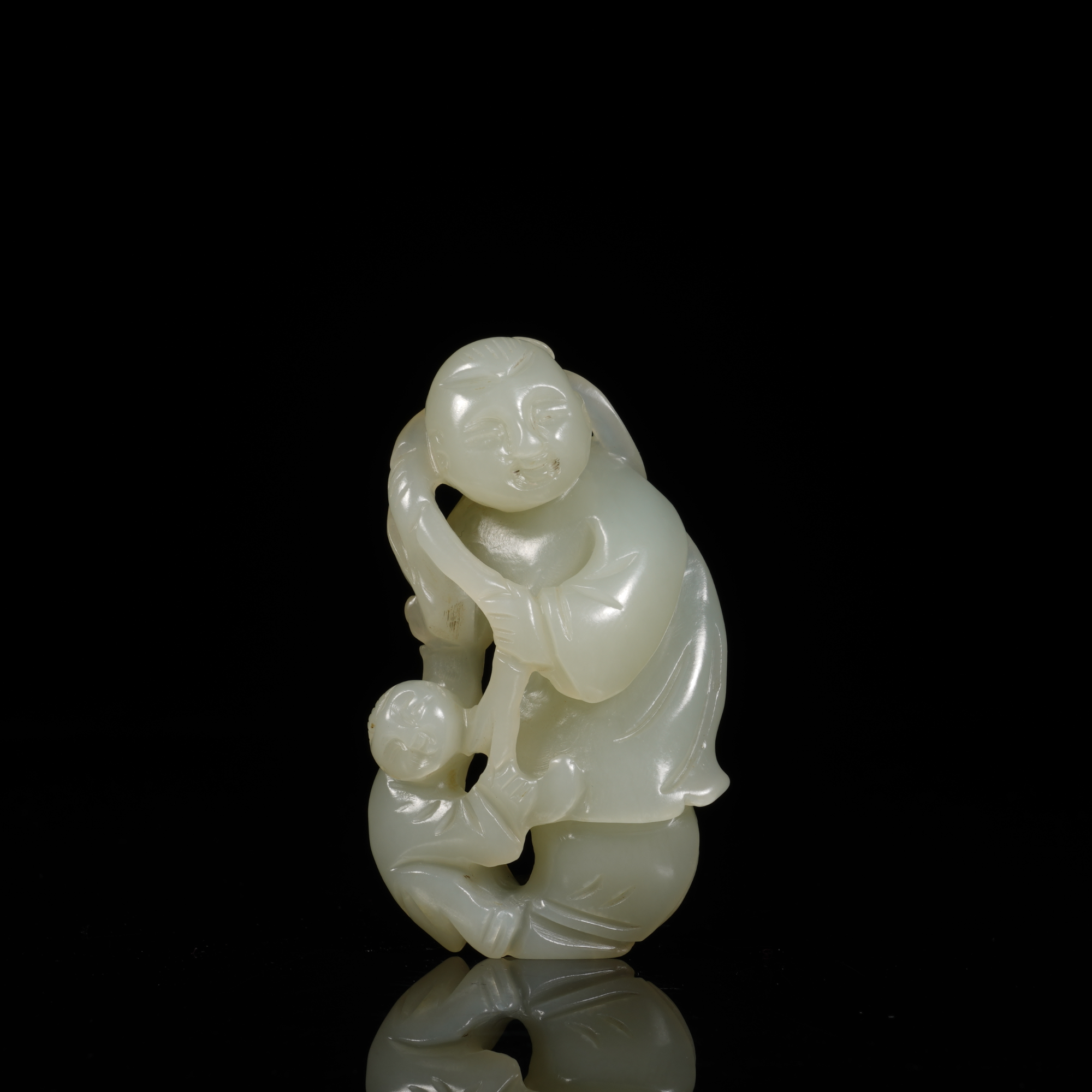 Lot45 清代 和田白玉童子献福佩