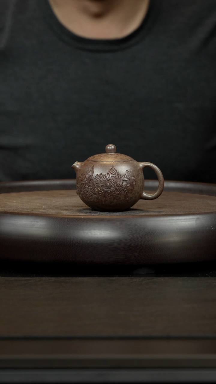 【闪购商品】紫砂茶杯柴烧 掌上明珠 西施壶 刻绘欢喜