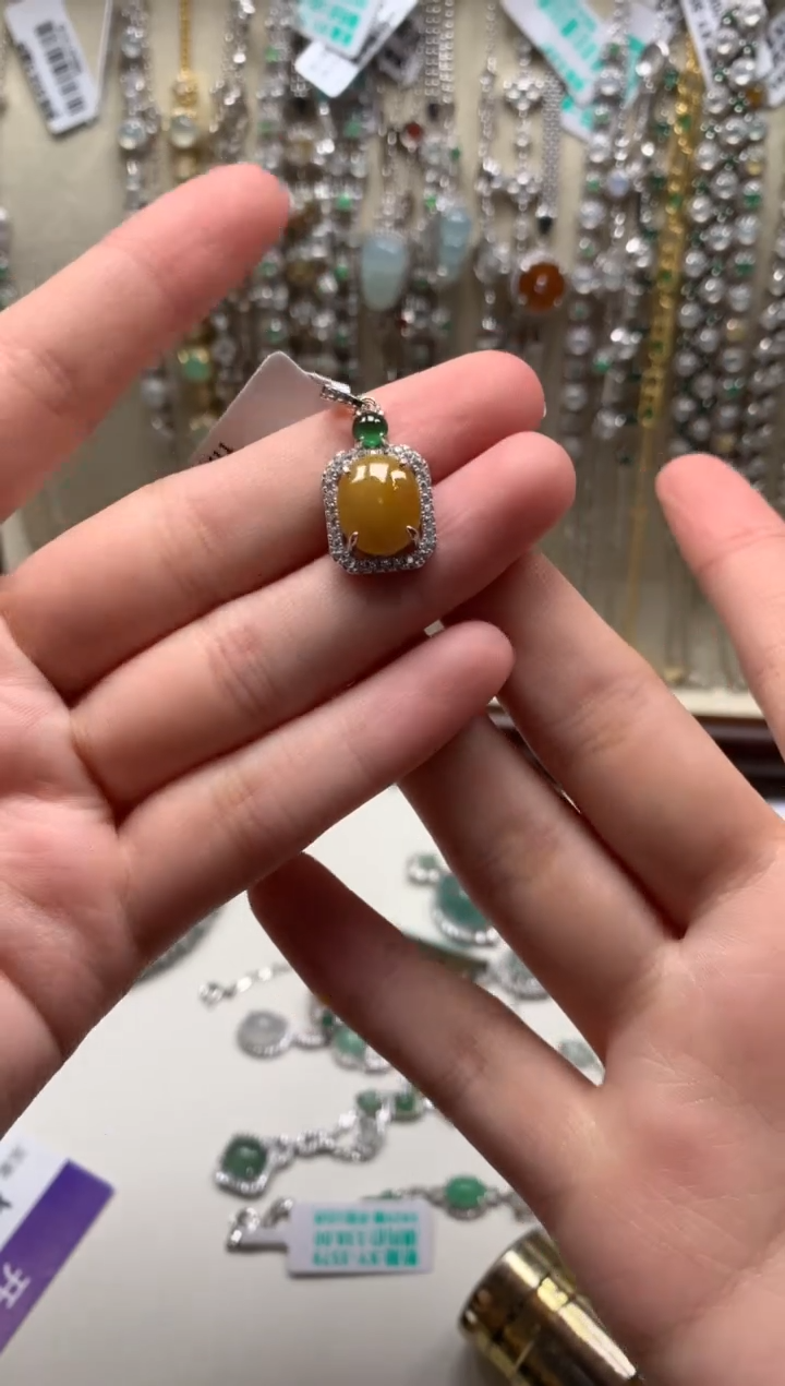 银S925镶嵌戒指翡翠吊坠