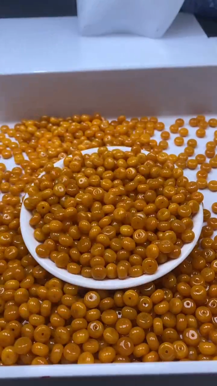 未镶嵌颈饰玛瑙/玉髓3140鸡油黄色算盘8*5mm*20颗