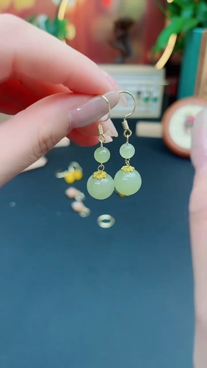 东陵石银S925镶嵌耳饰234