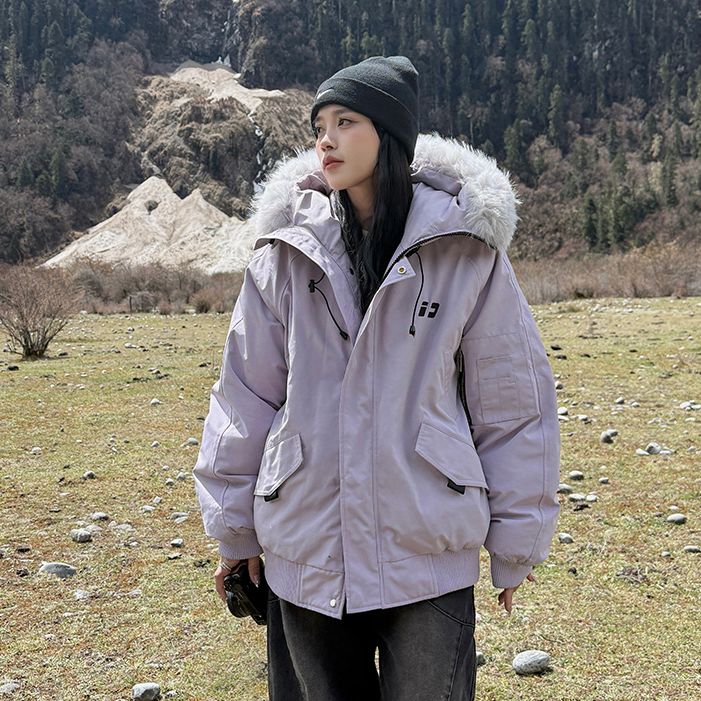 oversize棉服女2025冬季新款韩版工装大毛领宽松棉衣保暖棉袄外套