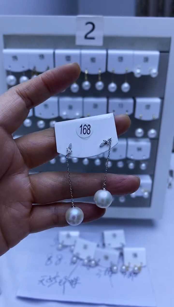 银S925镶嵌耳饰淡水珍珠168