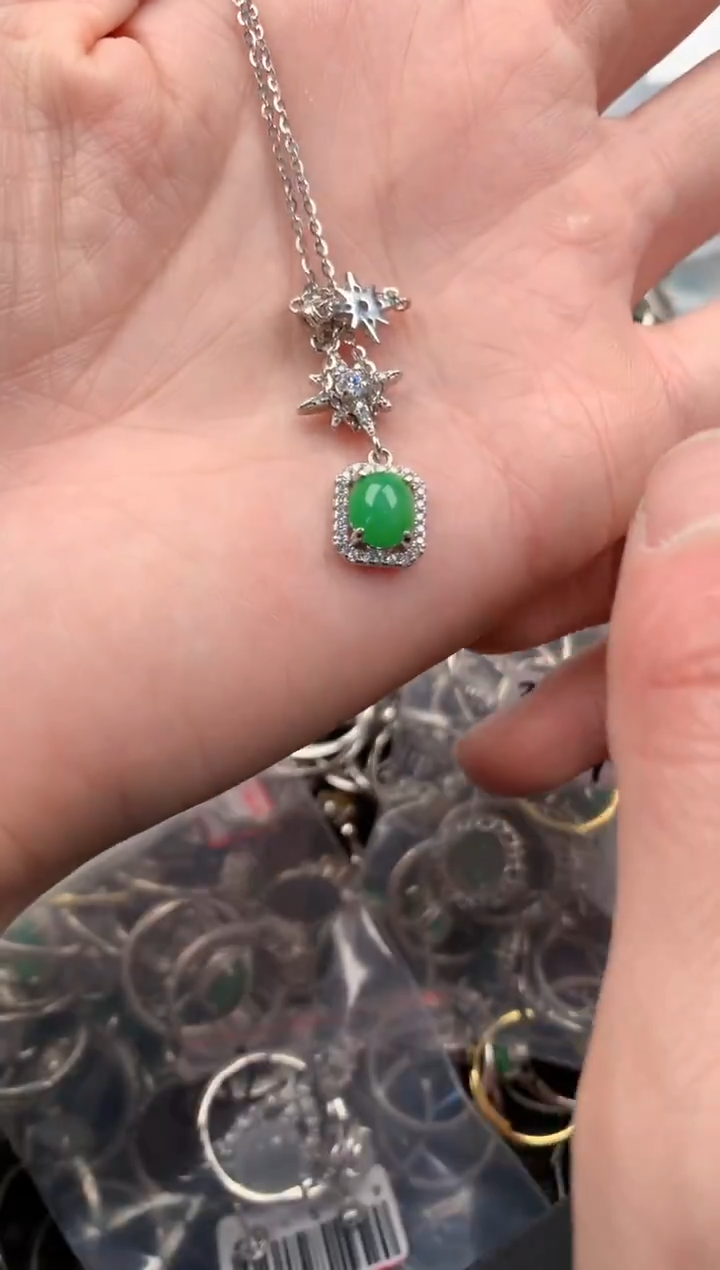 银S925镶嵌戒指翡翠444   10