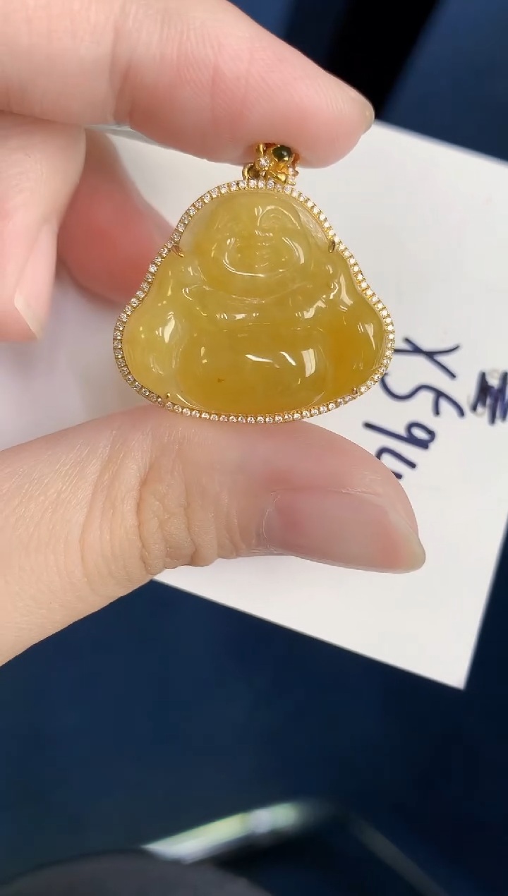 颈饰18K金镶嵌翡翠天然翡翠缅甸A货