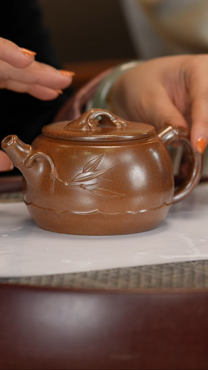【闪购商品】紫砂茶壶【杨建英】红金砂竹鼓   280CC