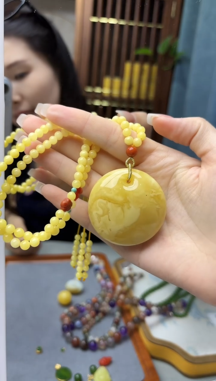 蜜蜡颈饰未镶嵌蜜蜡公主扣吊坠HS