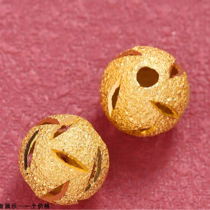 18K金经典扭转乾坤 镂空百搭时尚古法工艺花珠卡8mm（拍10发11）