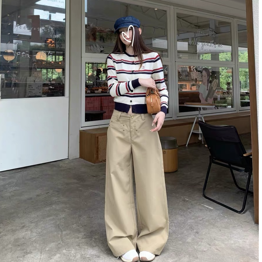 （现货）美拉德慵懒风2025秋季新款直筒休闲裤女复古百搭阔腿裤子女