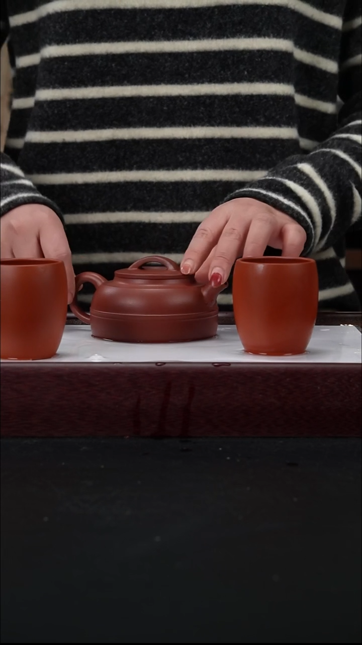 茶壶紫砂7 朱泥 心桥井栏 套组