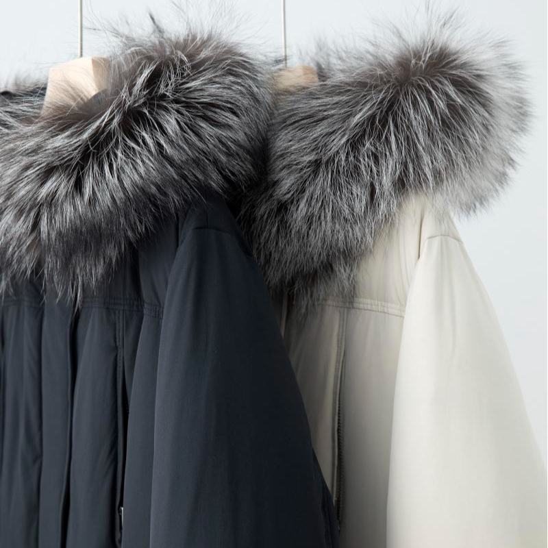 奢华连帽时尚长袖抽绳保暖羽绒服YRF2H2236