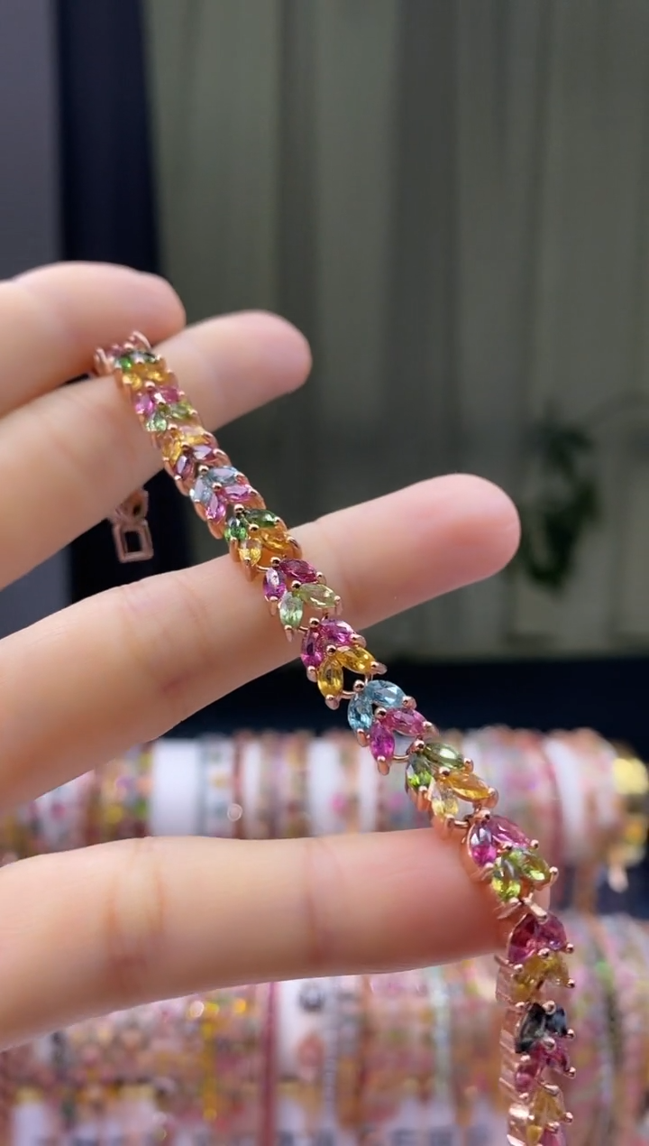 【闪购商品】碧玺手链银S925镶嵌5555555555555