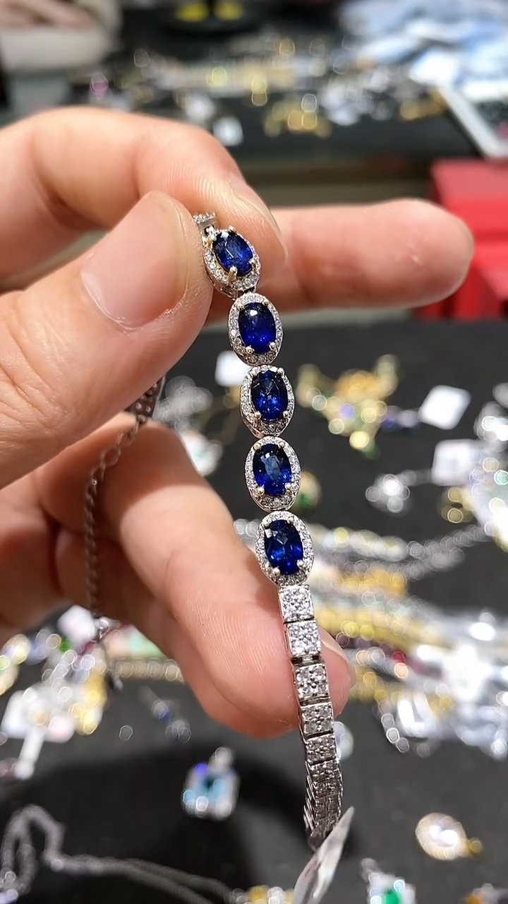 【闪购商品】蓝宝石手链银S925镶嵌手链