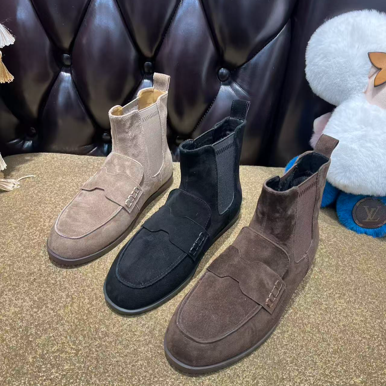 [大韩韩]956-7筒学院风厚底短靴透气圆头方头平底