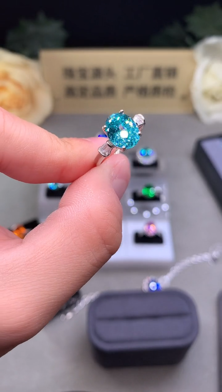 银S925镶嵌戒指帕拉依巴碧玺2369