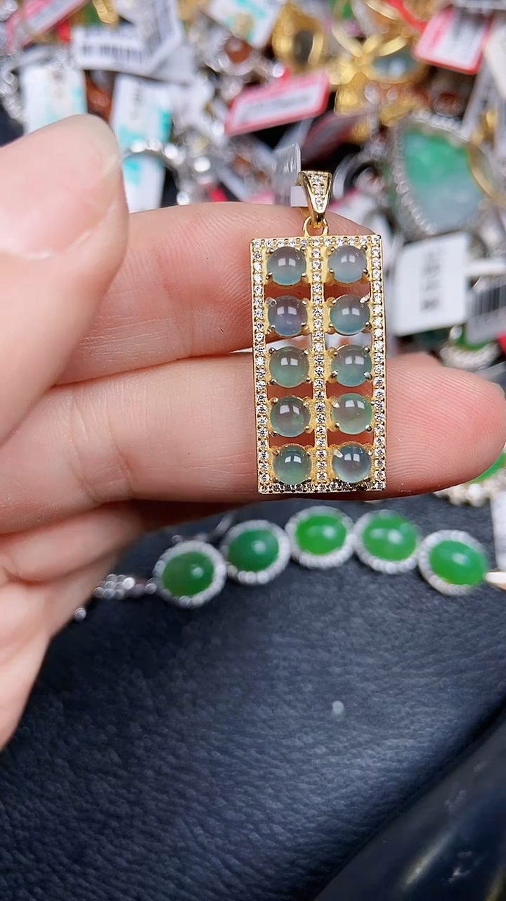 颈饰银S925镶嵌翡翠0796
