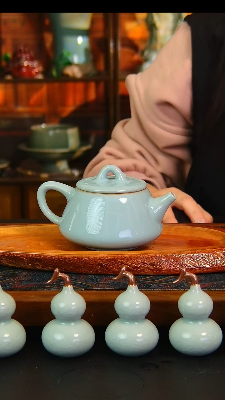 瓷片微瑕全手工石瓢壶