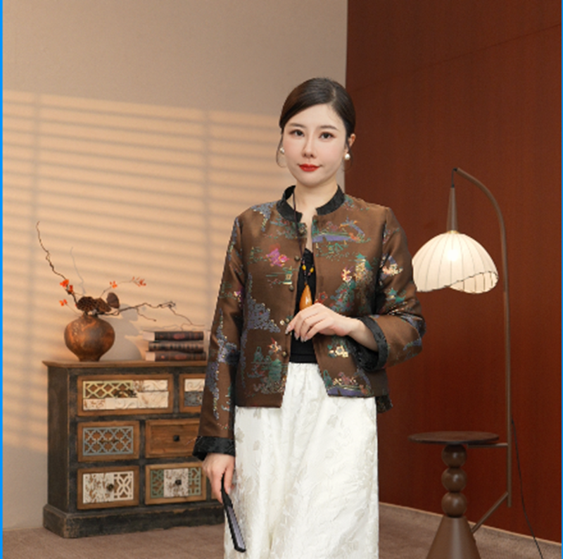 2509【金陵城下】新中式国风提花外套女春秋时尚洋独特休闲上衣