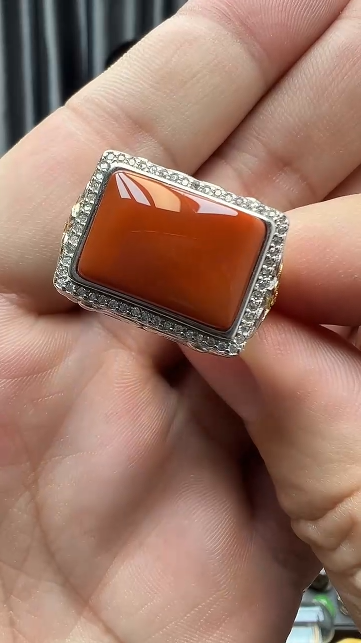 银S925镶嵌南红玛瑙戒指09