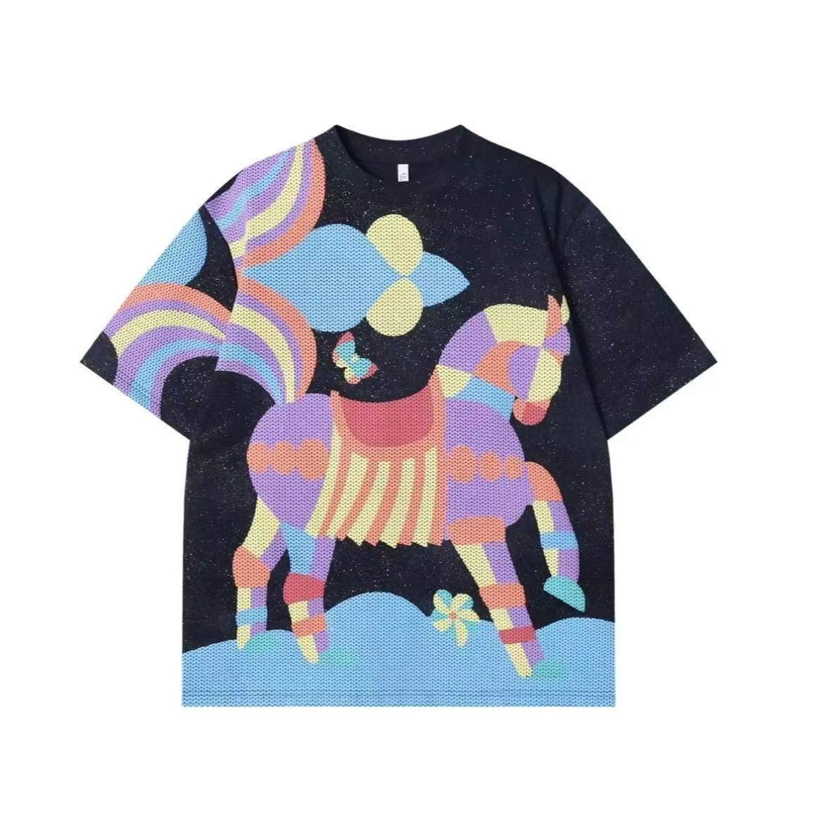 -通用宽松型小马短袖T恤半袖时尚休闲网红夏季圆领J-039-W