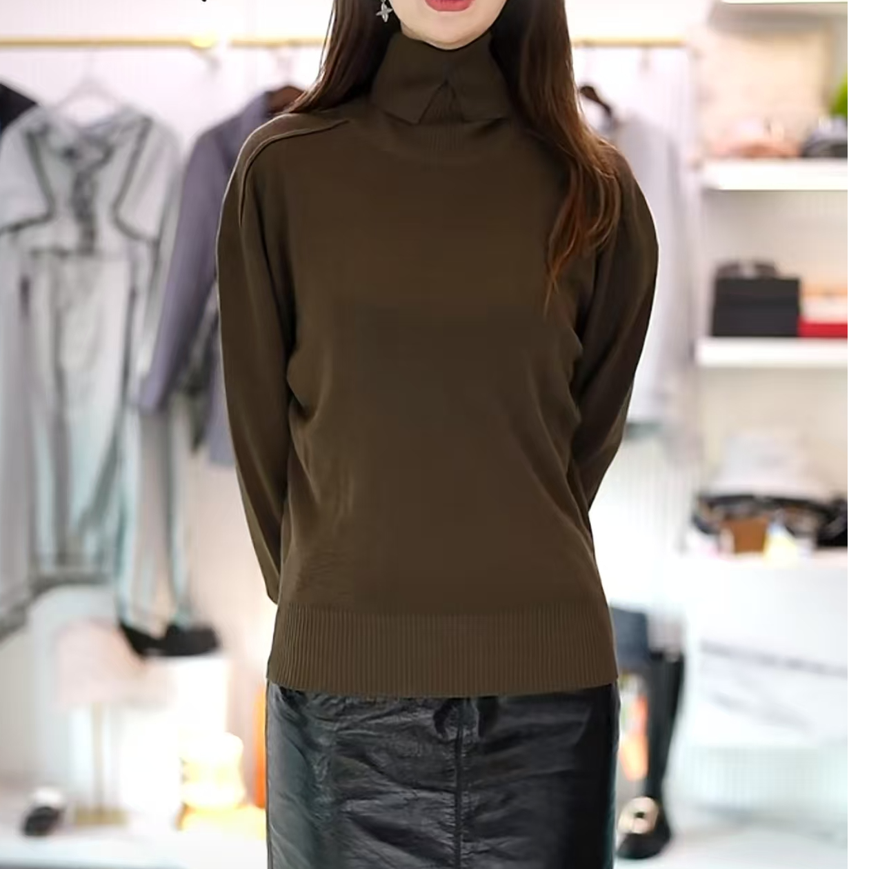 全新未使用 BURBERRY/博柏利 高领羊毛针织衫/XS码