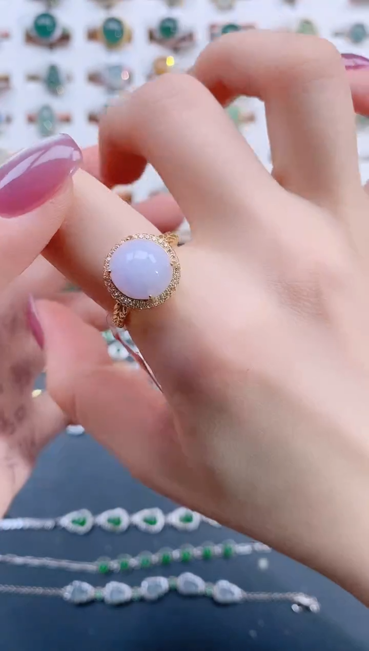 翡翠戒指银S925镶嵌天然翡翠