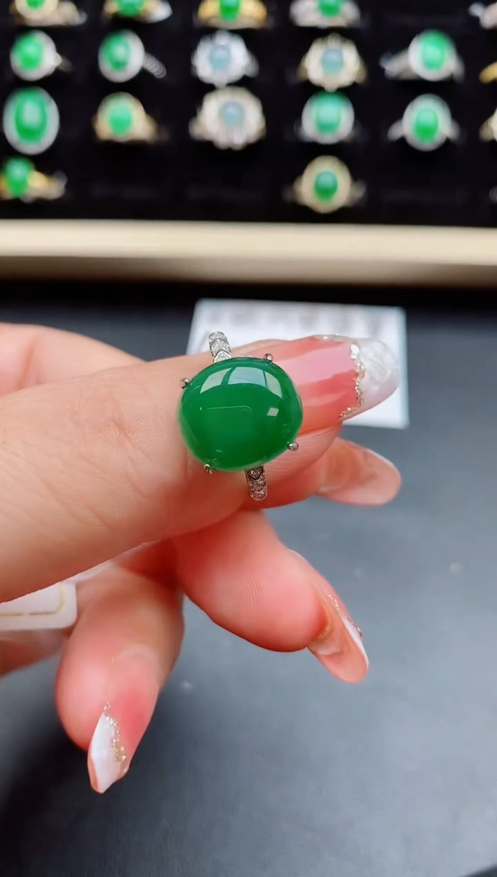 【闪购商品】翡翠戒指银S925镶嵌058005