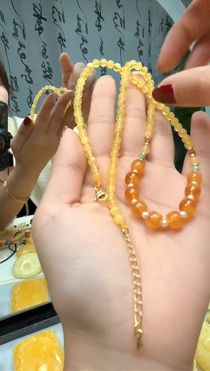 【闪购商品】琥珀裸石未镶嵌锁骨链   多样性发一