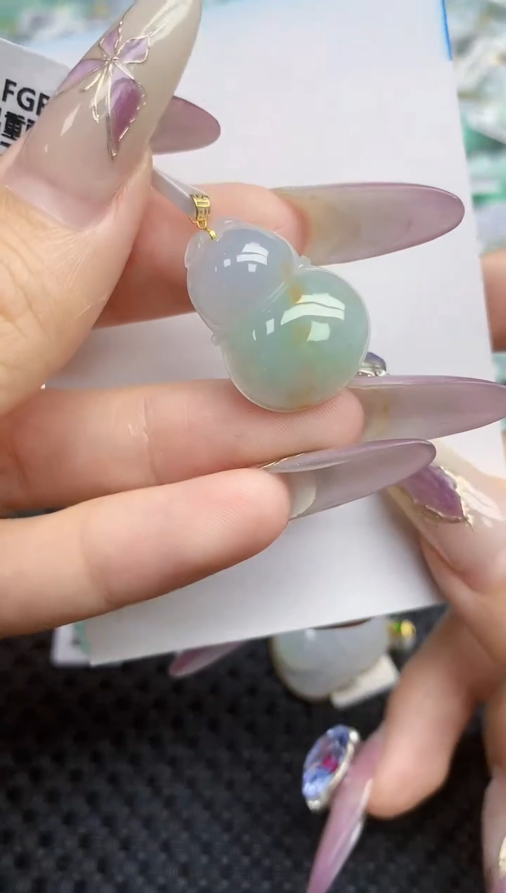 翡翠挂件18K金镶嵌459   天然翡翠A货