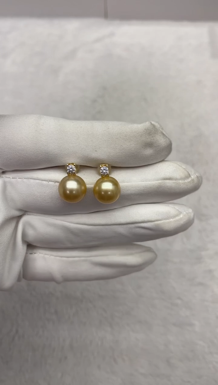 【闪购商品】海水珍珠耳饰未镶嵌南洋金珠戴妃款10-11mm