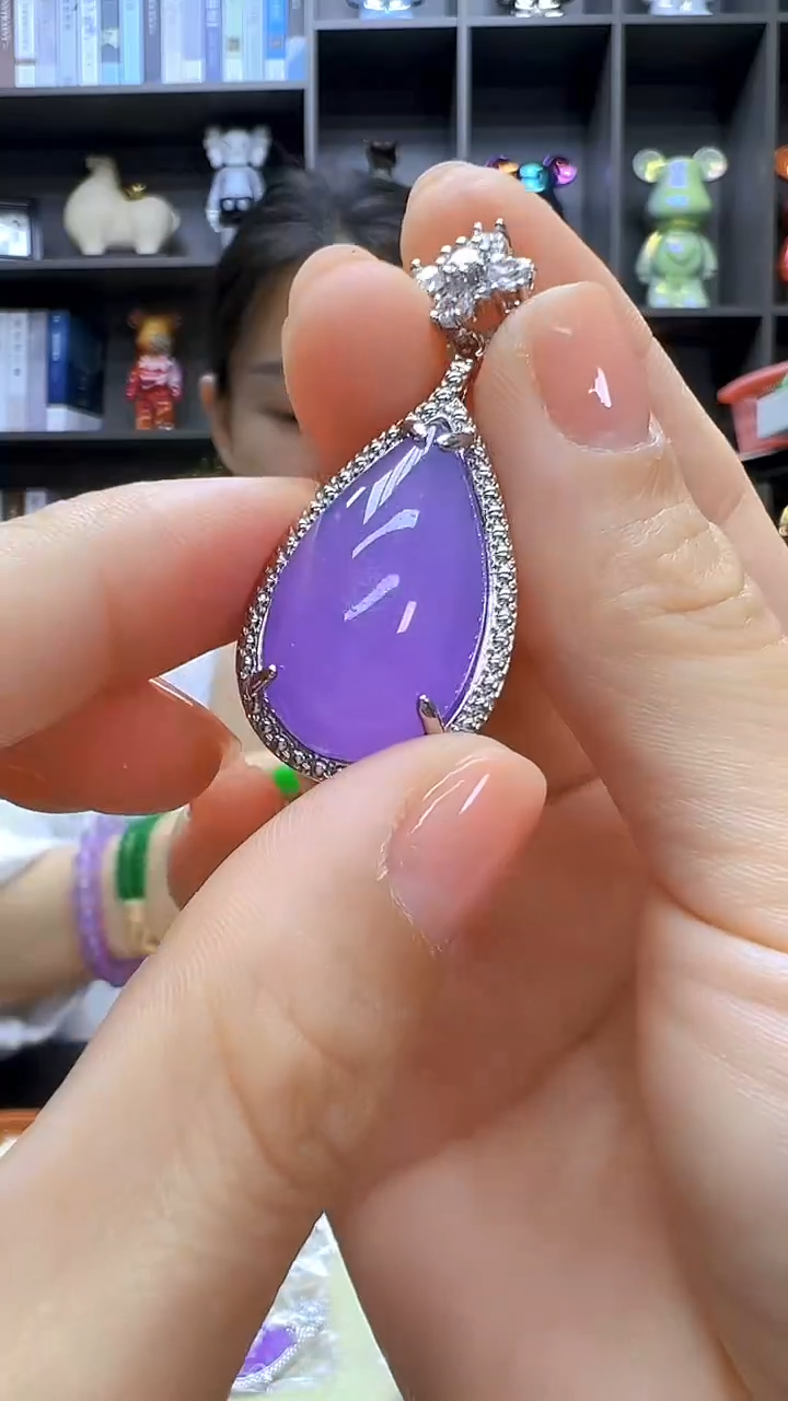 翡翠银S925镶嵌颈饰沉白diy劲饰