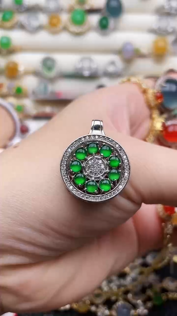 银S925镶嵌戒指翡翠166