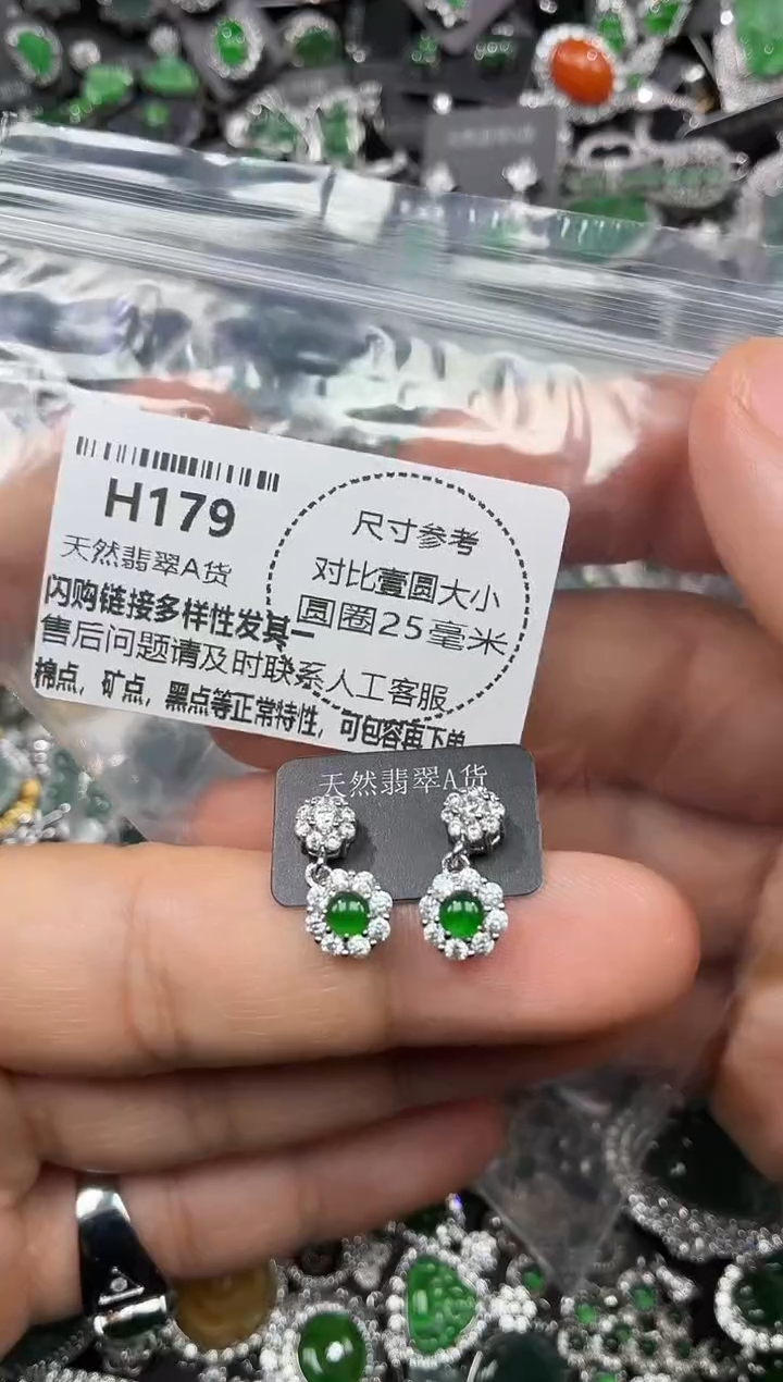 颈饰未镶嵌翡翠H179耳钉