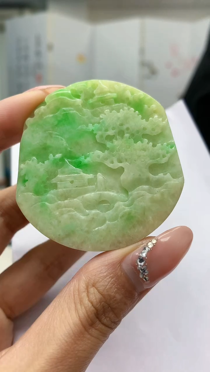 【闪购商品】定制翡翠未镶嵌5152MM-毛货挂件40